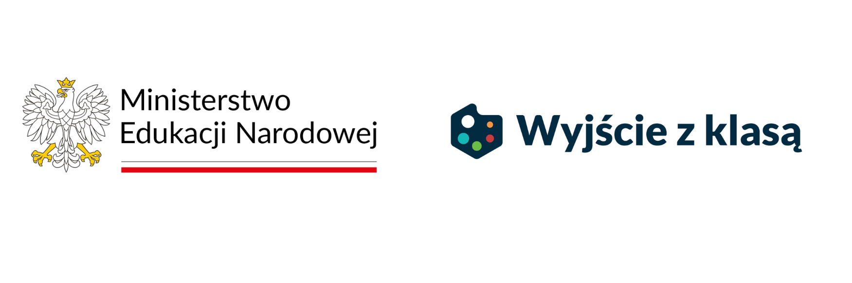 Logotyp MInisterstwa Edukacji Narodowej i zadania realizowanego przez MEN pod nazwą  "Wyjście z klasą".
