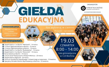 Informacje o giełdzie edukacyjnej dla ósmoklasistów.